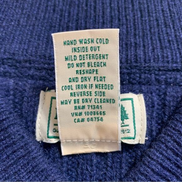 L.L. Bean Commando Sweater Merino Wool Lambs Wool Henley Navy XL EUC - Picture 12 of 13